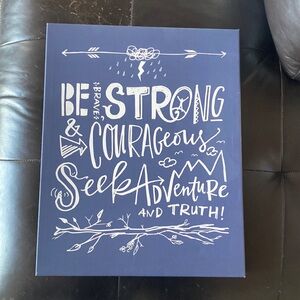blue artwork, Be brave, strong and courageous